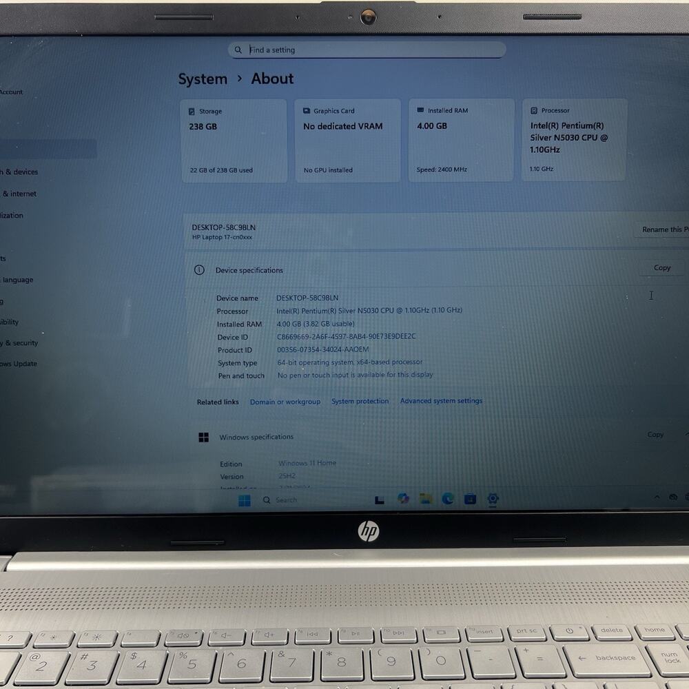 HP 17-cn0030nr 17in Laptop Intel N5030 4gb MEM 256gb SSD Win11 with Charger - Picture 6 of 9